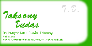 taksony dudas business card