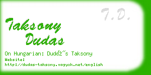 taksony dudas business card